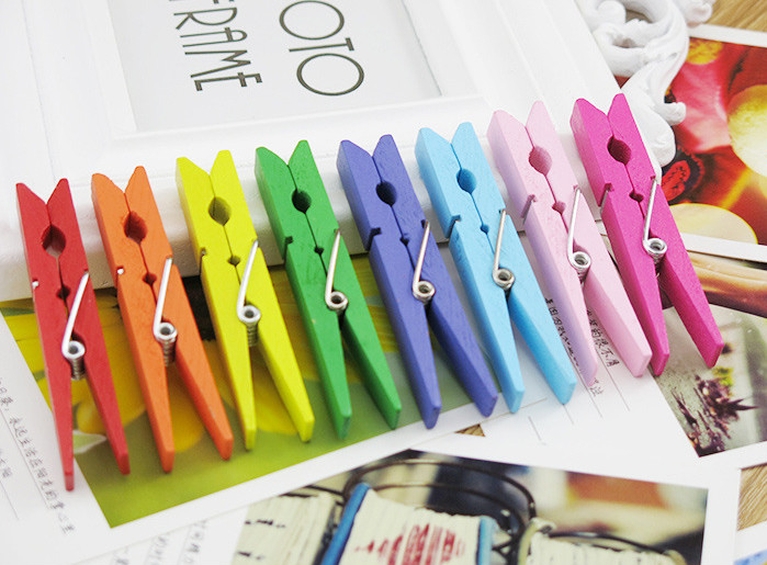 Various Size Mixed Colors Asslorted Colors Solid Wood Clothpins Clips Pegs with Animal Fruit Christmas 72 X 14mm