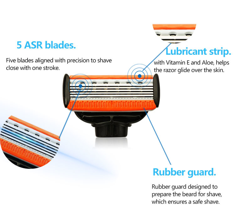 Factory Price Custom Safty Shaving Razor 5 Five Blade Cartridge System Razors for Men
