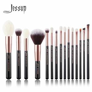 China Jessup 15pcs Rose Gold Makeup Brushes Natural Hair Cosmetic Brush Kit wholesale