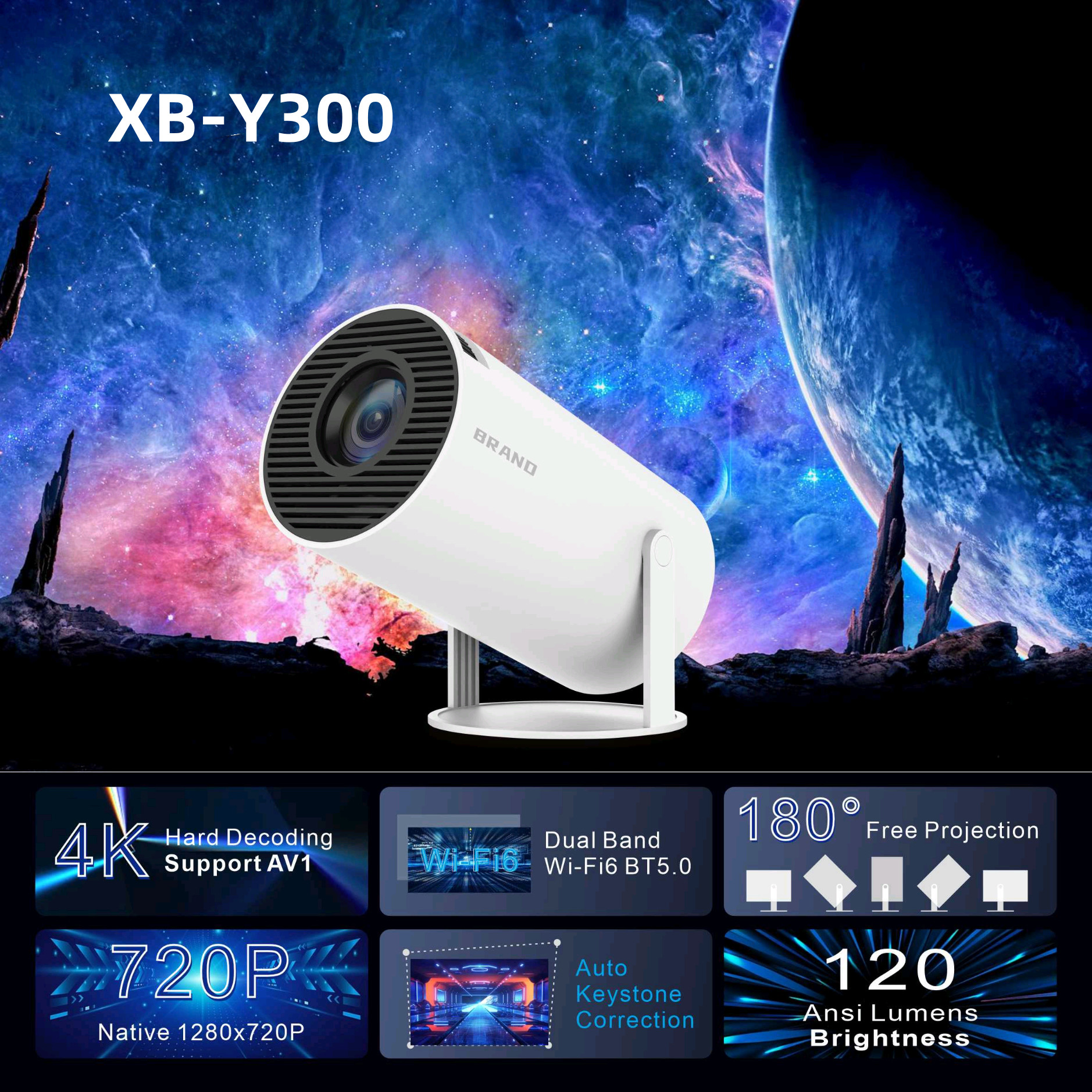 4000 Lumens Brightness 4K HD Projector 8000K ± 1000K Color Temperature Smart Projector