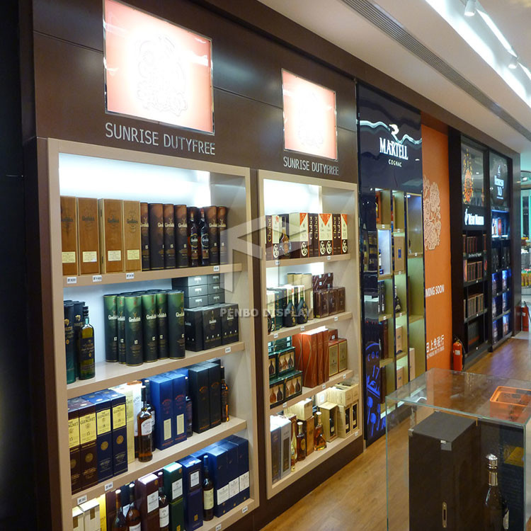OEM Wine Shop Furniture 9mm Thick MDF Selectable With LED Strip Lights