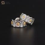 Daisy Stainless Steel Hip Hop Jewelry Chrysanthemum Flower Ring GD