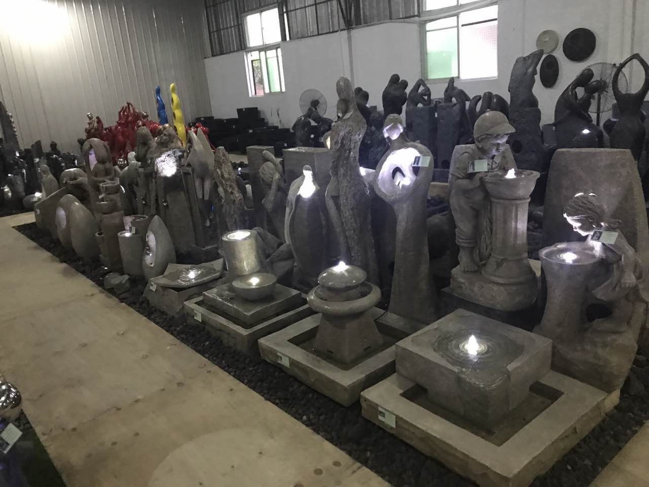 Stone Color Statue Water Fountains , Outside Water Fountain For Garden
