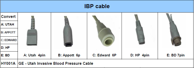 Mindray T8 12 PIN To Edward 6 PIN Invasive Blood Pressure Cable Transducer 2.5M Cable