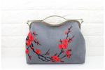 Purse retro frame and fabric Liberty Women's Noble Rose Embroidered Beaded