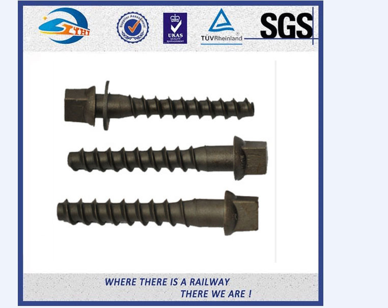 UIC Standard Black Railway Groud Screw Spike For Fastening Rails
