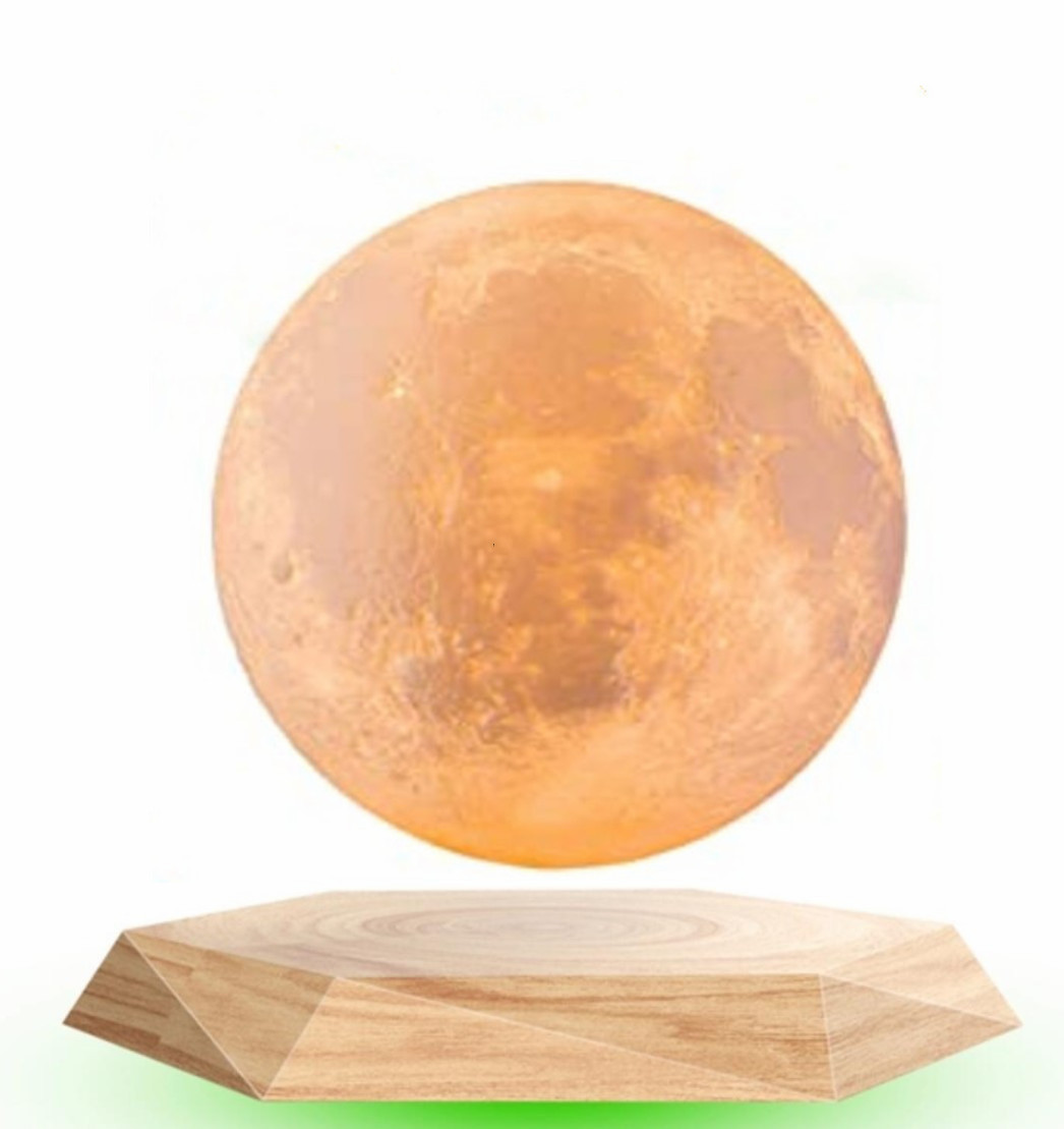 factory sale magnetic levitation floating bottom 3d moon lamp with light change 6inch