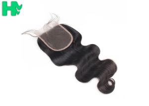 China Grade 9A Human Hair Closure With Baby Hair Bleached Knots / Brazillian Body Wave wholesale