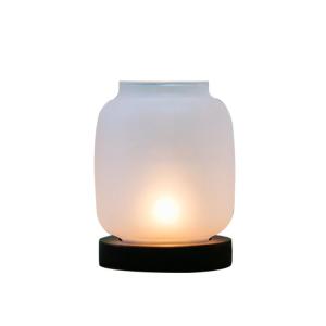 China Lantern Shaped Frosted Transparent Glass Candlestick With Aluminum Cap wholesale