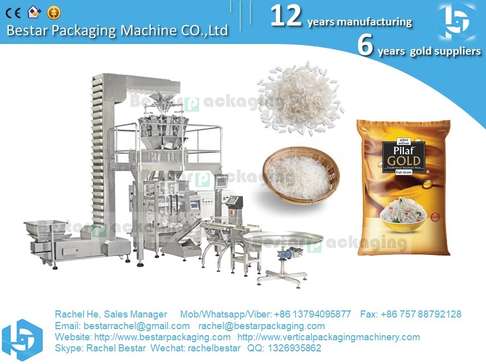 Automatic rice 500g pouch packaging machine with 10 heads weigher BSTV-750AZ