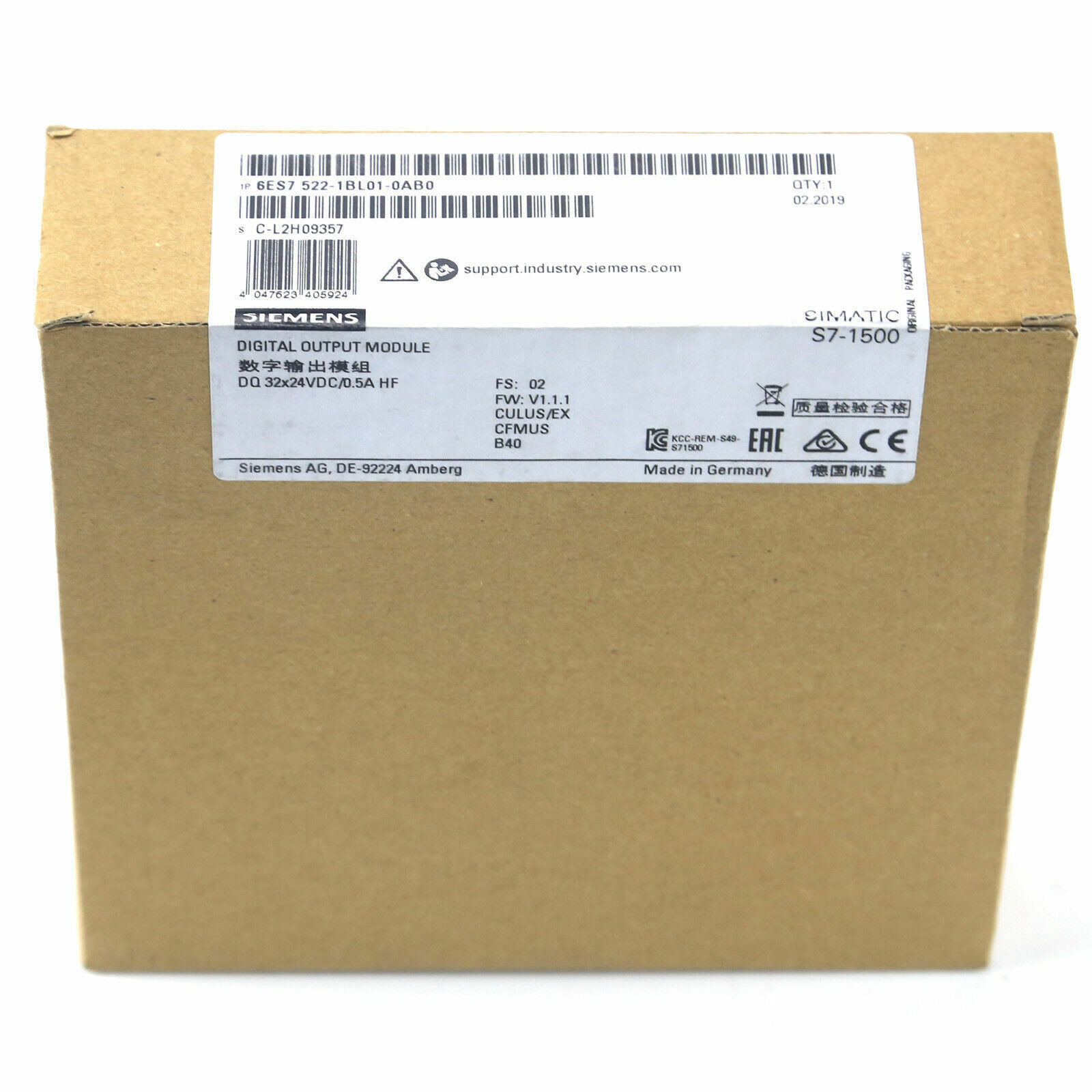SIEMENS PLC SIMATIC S7-1500 DQ 32X24VDC/0.5A ST 6ES7522-1BL01-0AB0 SINGLE-CHANNEL
