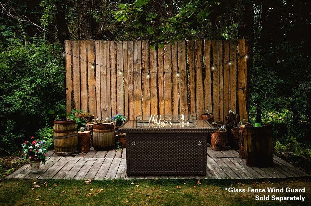 Stainless Steel Burner Square Outdoor Natural Gas Firepit Black All - Season