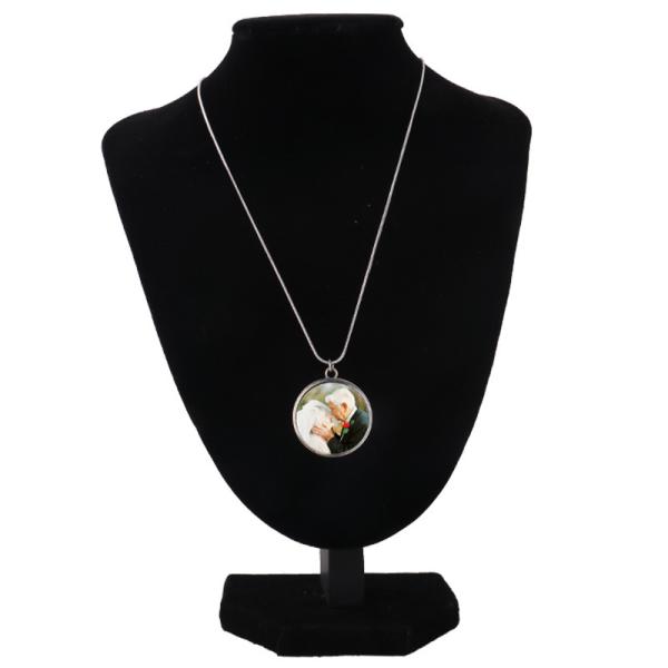 Sublimation Circle Pendant Necklace With Snake Bone Chain Unique Mothers Day Gift Round Sublimation Necklaces