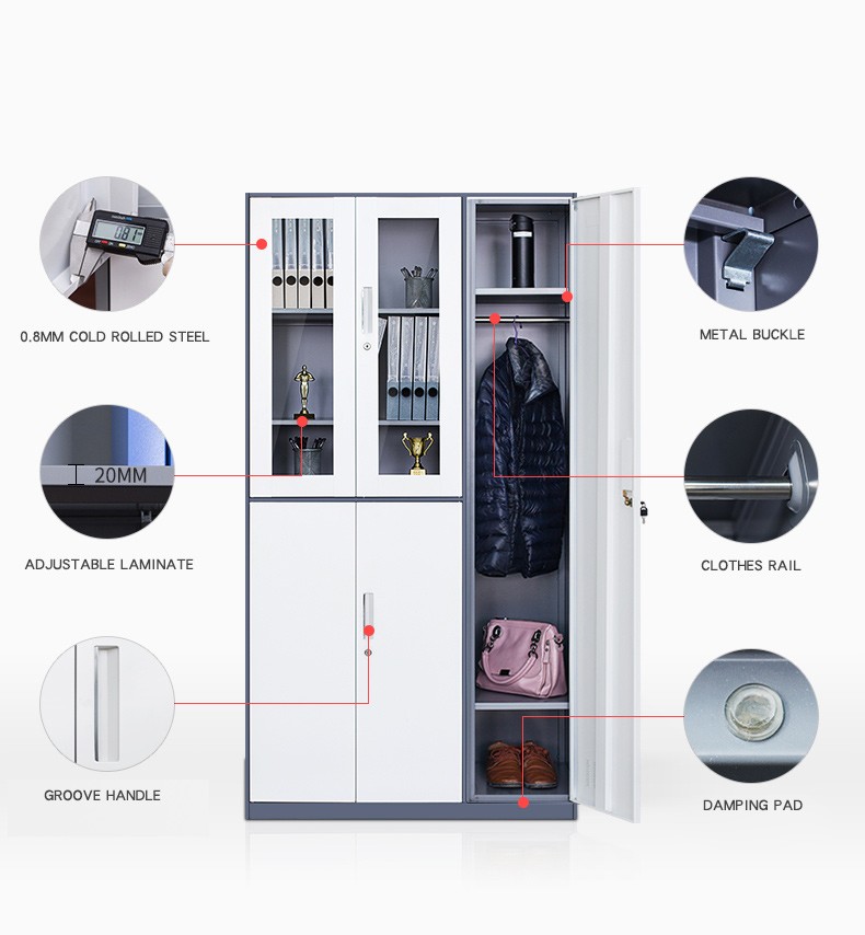 Modern 0.4mm To 1.2mm 5 Door Metal Office Cabinet