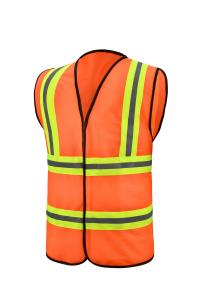 China 120g/110g Polyester Safety Vest Orange Safety Vest For Road Construction wholesale