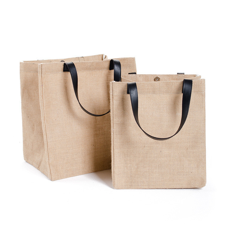 Custom Printed Linen Jute Shoulder Bag Promotional Bag With Inner Pocket