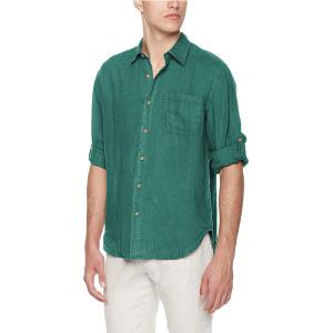 China Solid Green Spread Collar Mens Casual Short Sleeve Shirts Yarn Dyed Fabric Slim Fit wholesale