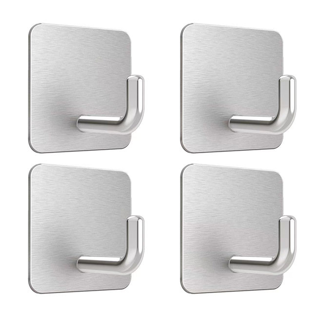 No Drilling Wall Mounted Stainless Steel Sticky Hangers Wall Hooks Adhesive Hooks