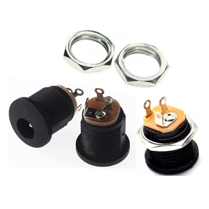 DC - 022 DC Power Socket Jack With Screw Nut Connector Plug 5.5MM * 2.1MM / 2.5MM