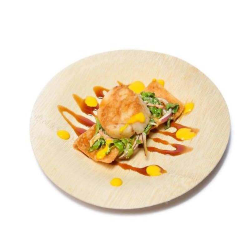 Biodegradable Round Bamboo Dinner Plates Disposable Food Tableware