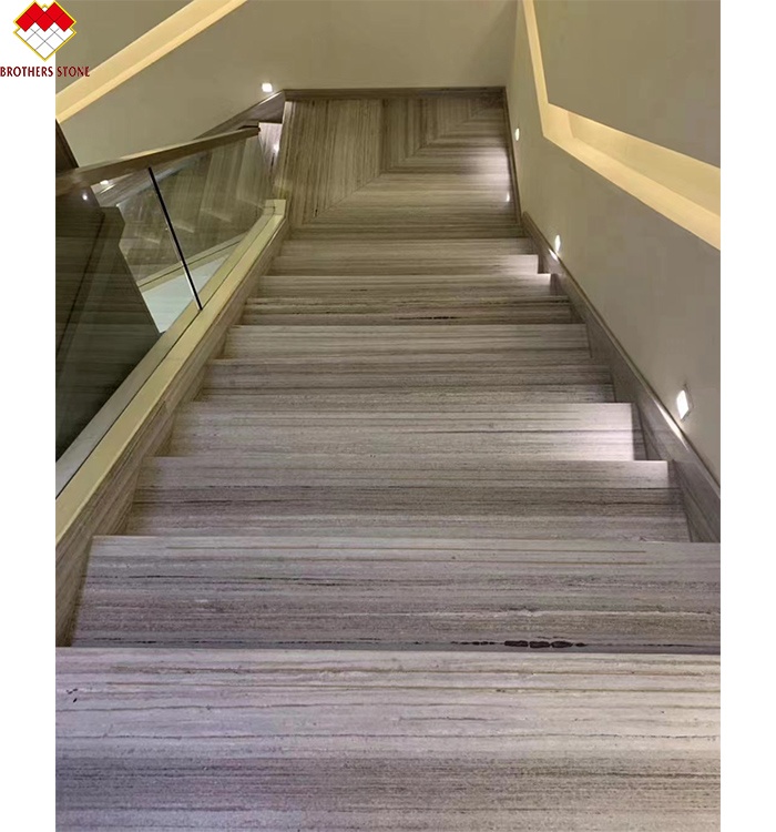 15 18mm Grey Marble Spiral Staircase Treads for Modern Homes and Easy Installation