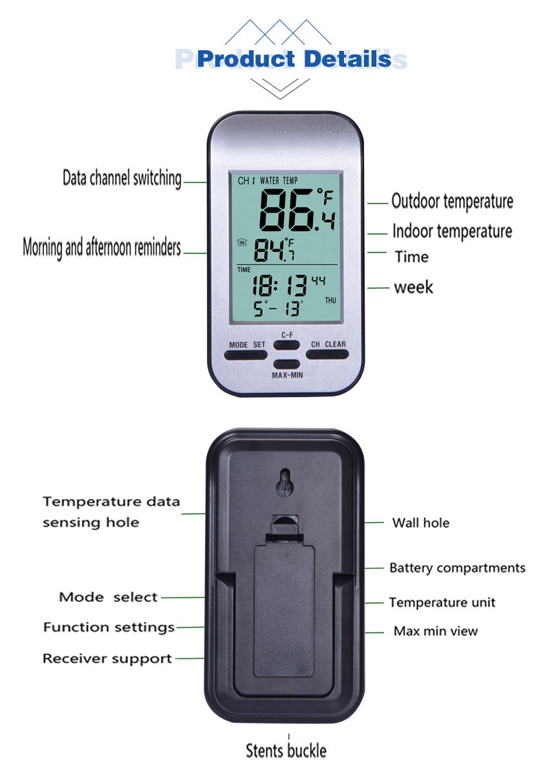 Wireless Solar Floating Water Thermometer For Elderly And Children Supply Voltage 7-15V