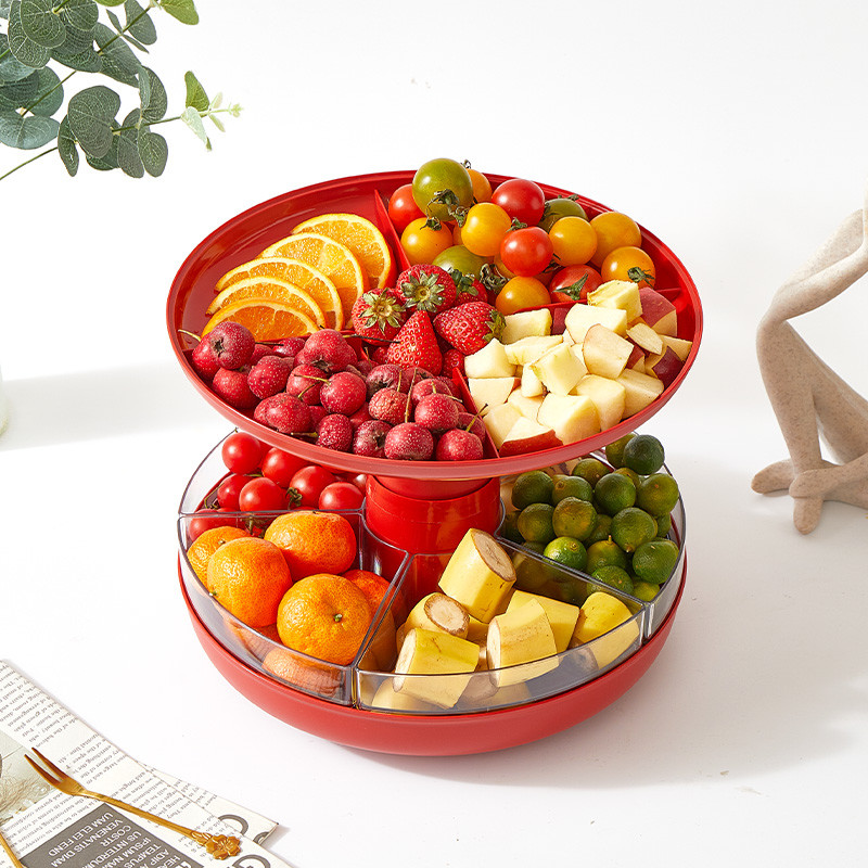 Double Layer Foldable 360 Degree Rotating Food Tray Spinning Storage Tray