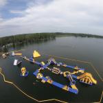 Outdoor Inflatable Water Park 50m*34m Maximum 120 People Capacity
