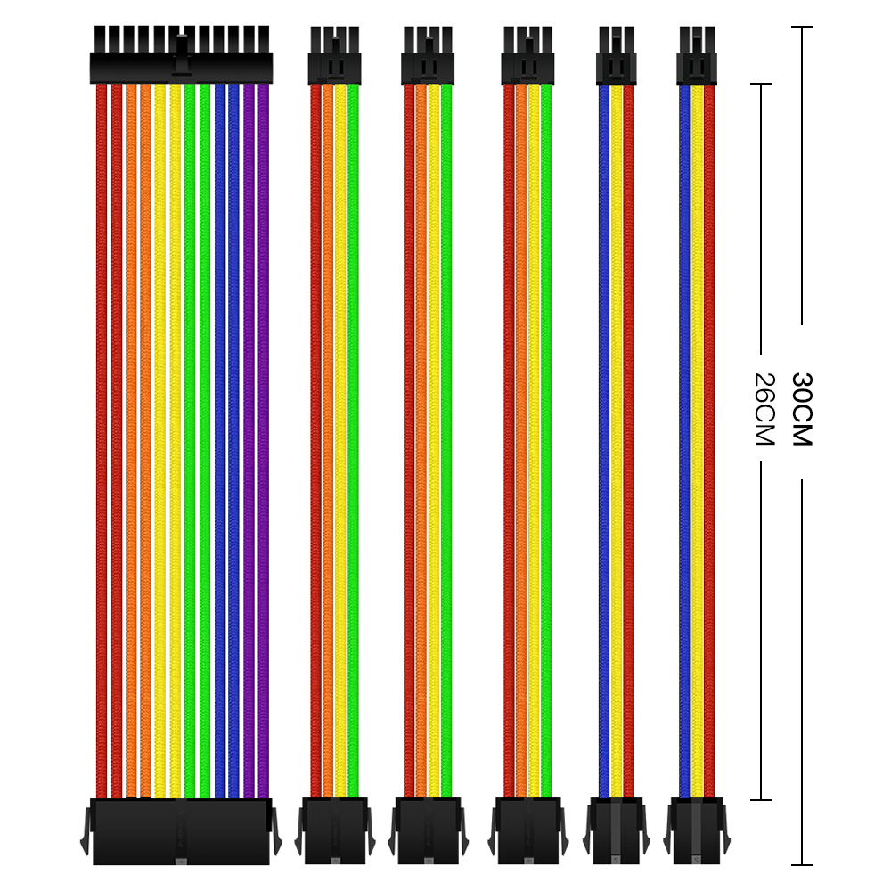 High Quality Insulation Sleeving Wiring Harness PET Braided Cable Sleeve Extension Power Supply Cable Kit 18AWG ATX 1*24pin Set