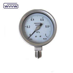 China Shock Proof Liquid Filled Pressure Gauge Manometer Stainless Steel Material wholesale