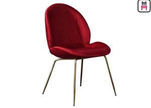 China Red Blue Velvet Beetle Lounge Chair , Dining Room Chairs With Metal Legs wholesale