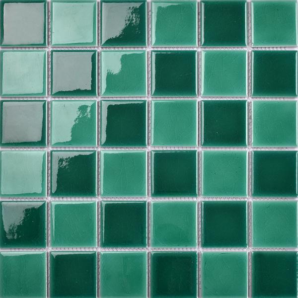 Glazed Ceramic Pool Mosaics Blue And Green Color 48x48/300x300mm
