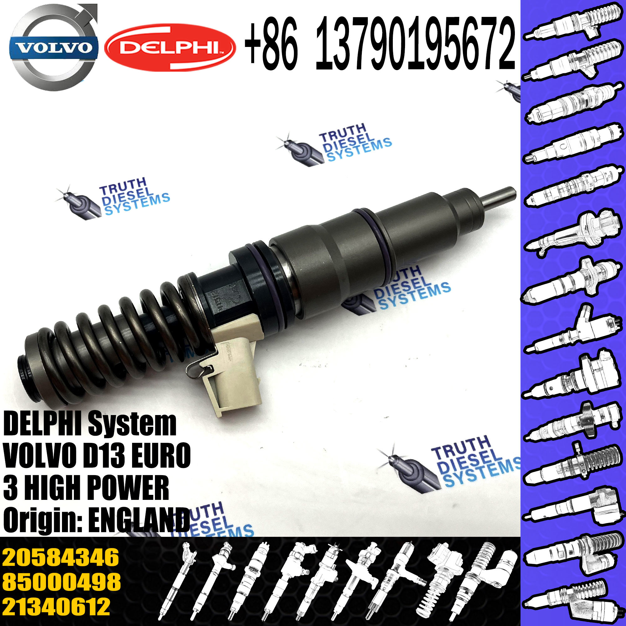 Diesel Fuel Injector 21340612 BEBE4D08002 BEBE4D16002 BEBE4D24002 20584346 E3.18 for VOL D13 EURO 3 HIGH POWER