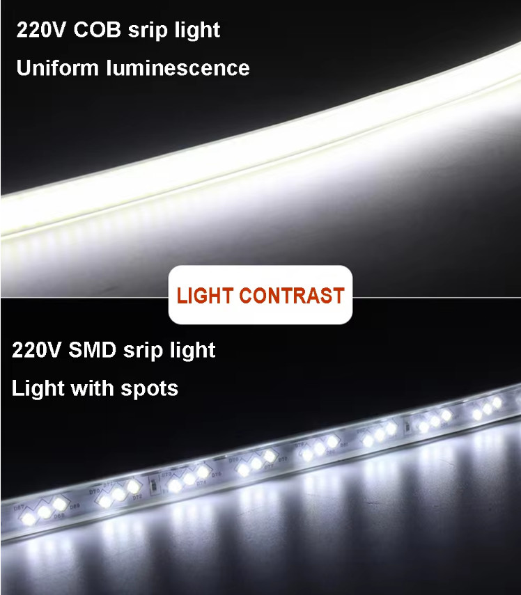 High Voltage 110V 220V Indoor Outdoor Waterproof IP65 LED Cob Strip Lights For Shopping Mall Home Decorations