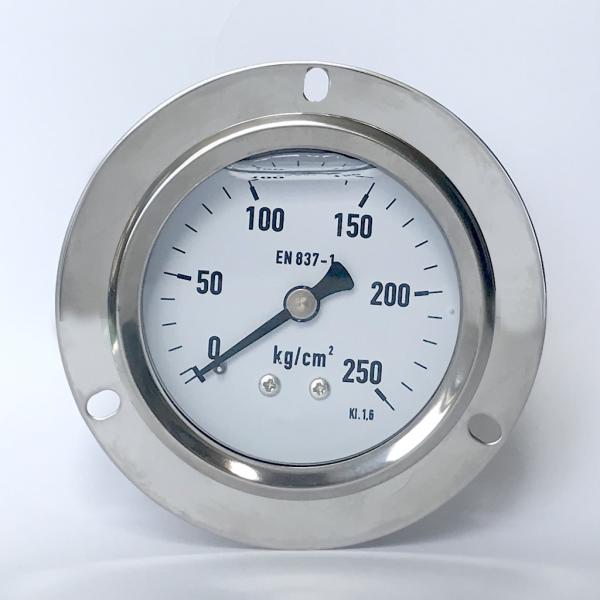 Brass Wetted Liquid Filled Pressure Gauge Flange Mount 2.5 Inches 250 Kg/Cm2 1/4