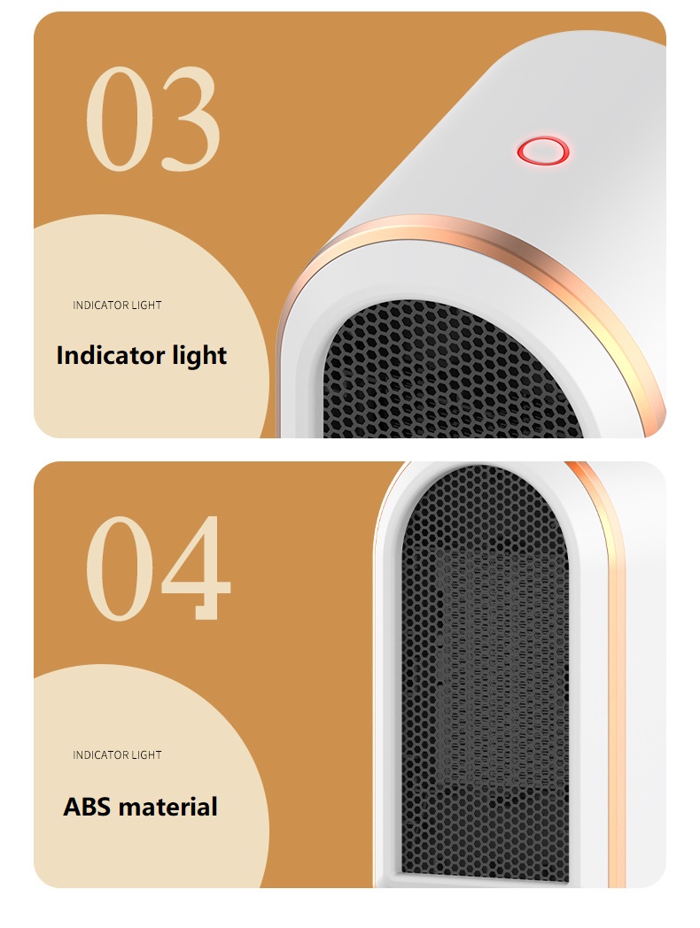 Battery Powered 1200W PTC Mini Portable Room Electric Fan Heater Fast Winter Heating