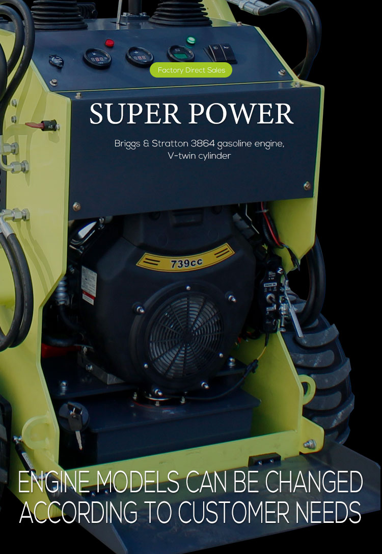 Electric Start Skid Steer Loader with 1Ton Capacity and Heavy Duty Crawler Design