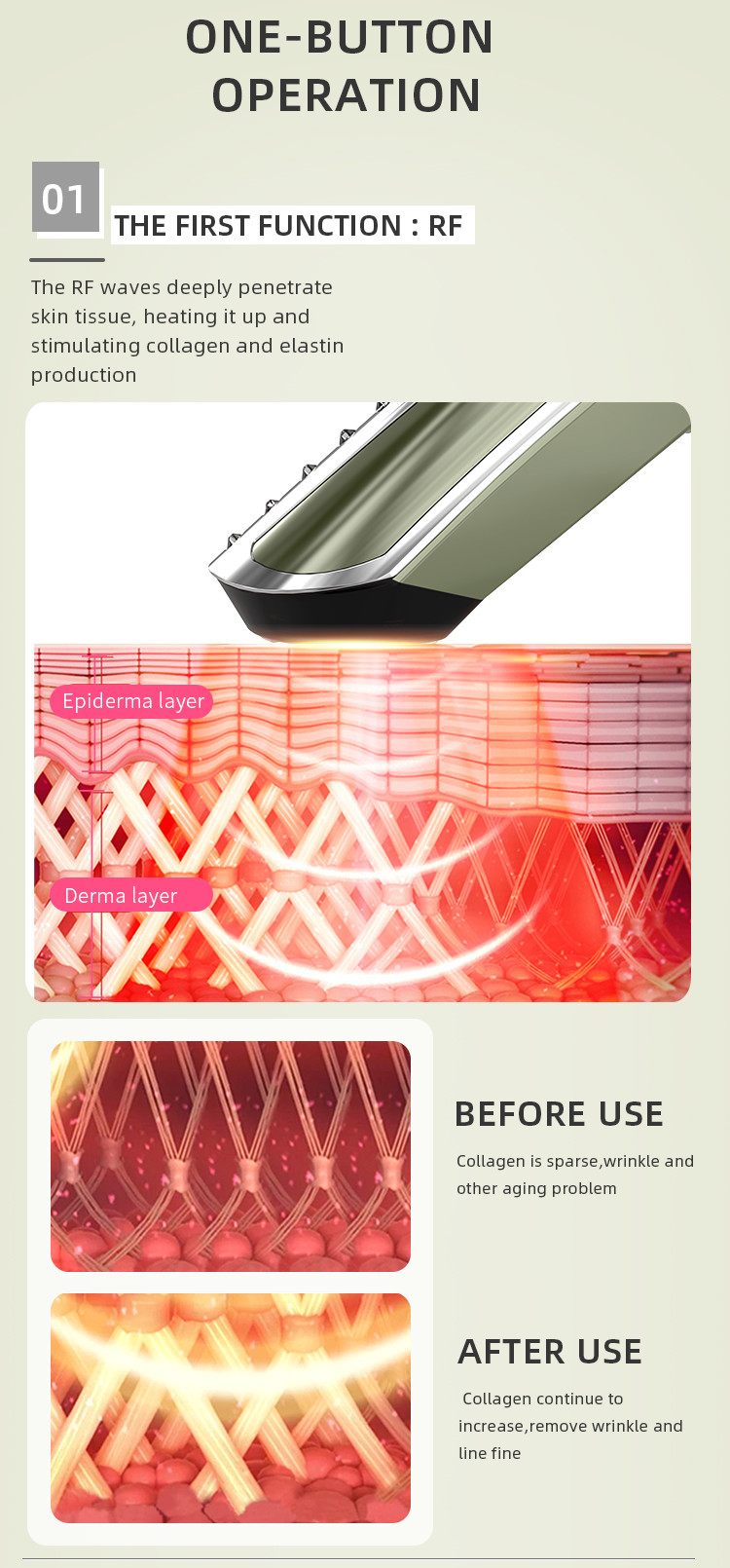 PSE 1000mAh Eye Beauty Massage Stick 90KHz SS316 DC5V