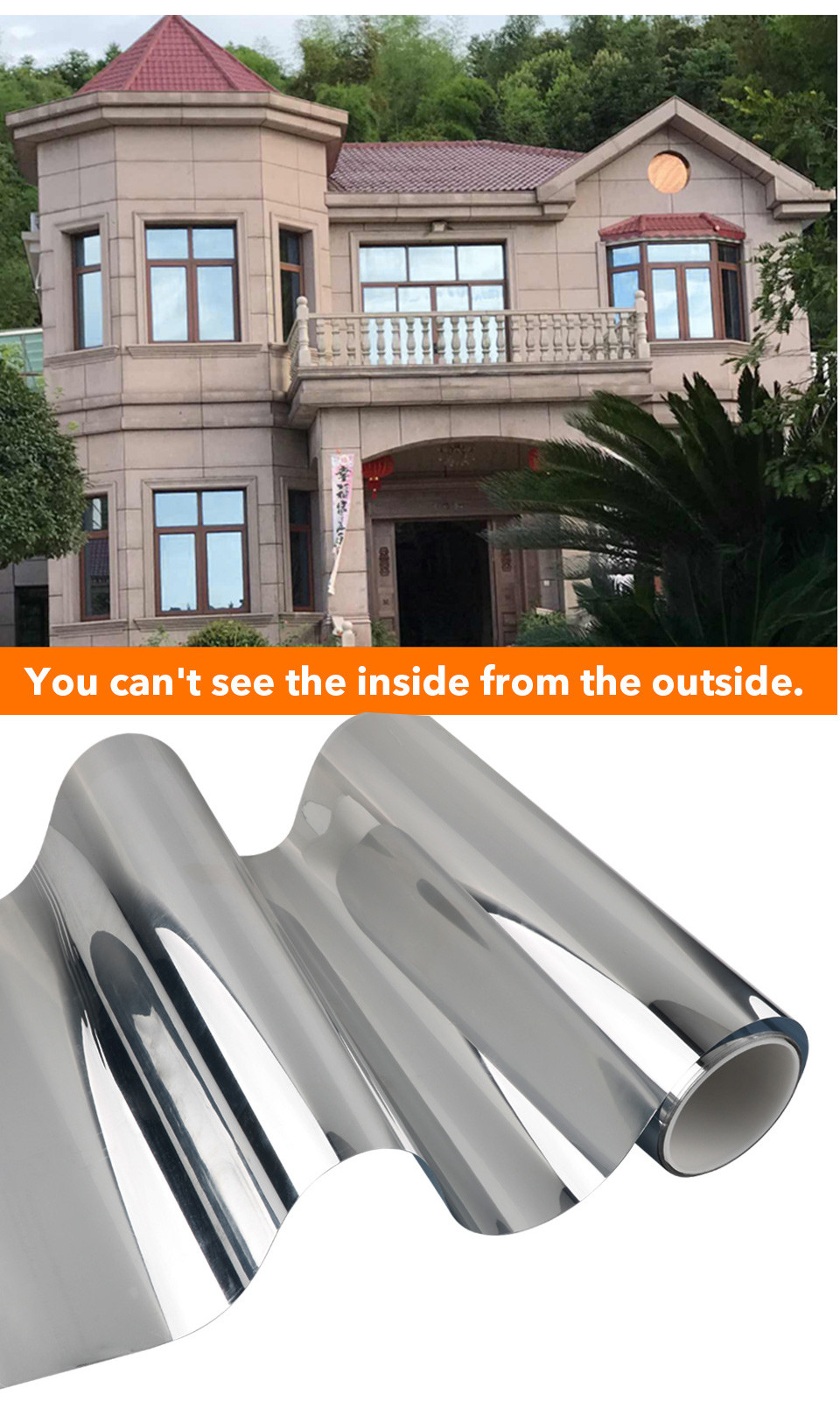 PET Material Building Decorative Film Dark Blue Silver Color Middle Heat Insulation Anti-explosion Window Film