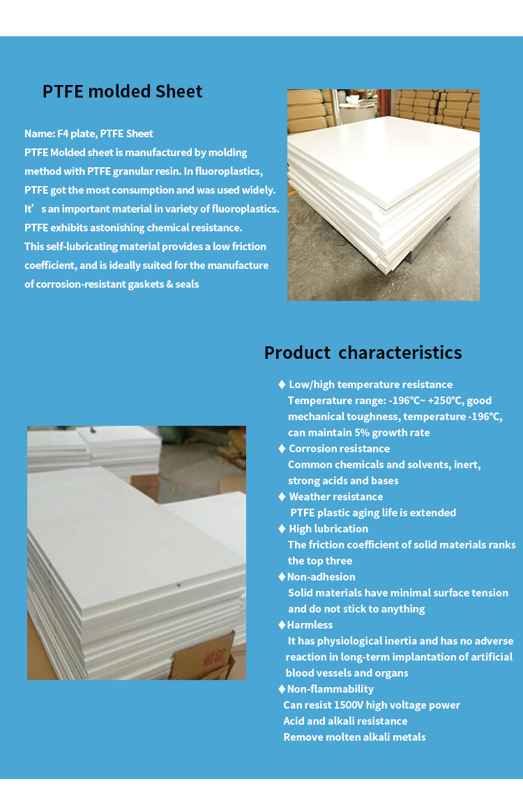 Non Stick PTFE Sheet in Natural Color for Electrical Insulation expanded ptfe sheet Thicknesses 0.4-100mm