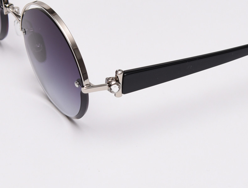 Cut Half Frame UV400 Hollow Round Polarized Sunglasses Female Ins Net Celebrity Street Fashion