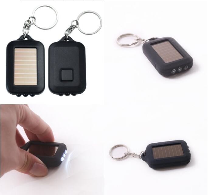 Mini Solar LED Emergency Flashlight , High Powered Flashlight With Keychain