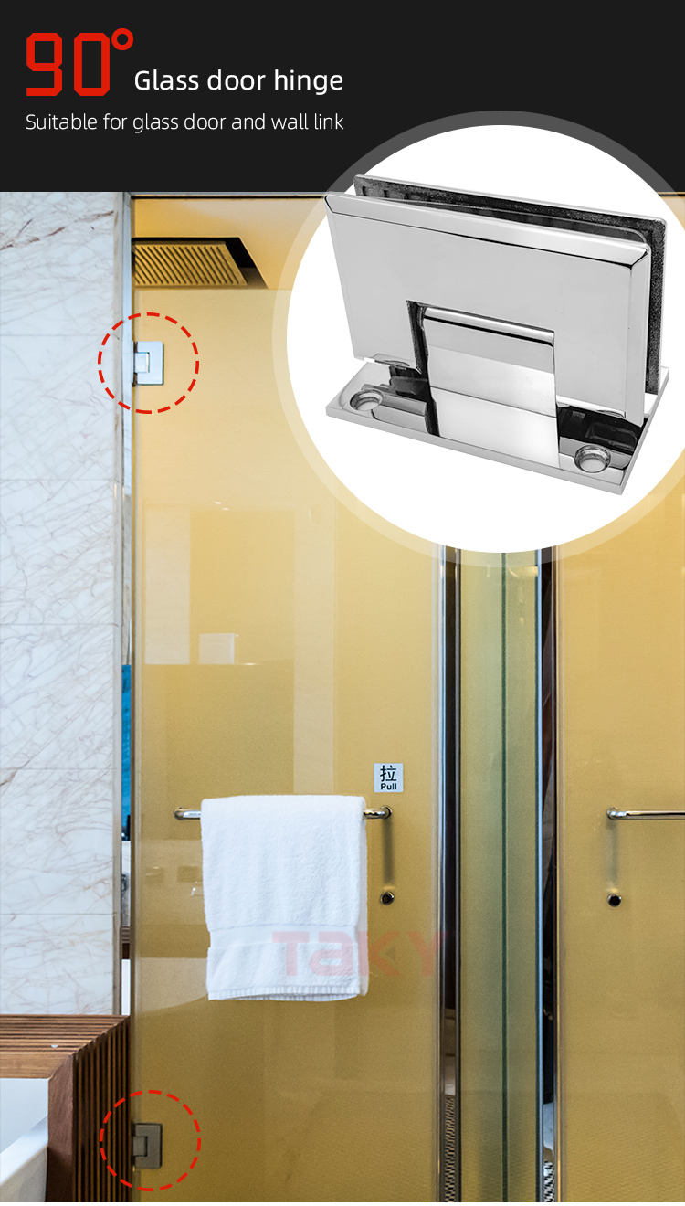 90 Degree Wall To Glass Shower Enclosure Screen Modern Design with Pivoted Door Hinges