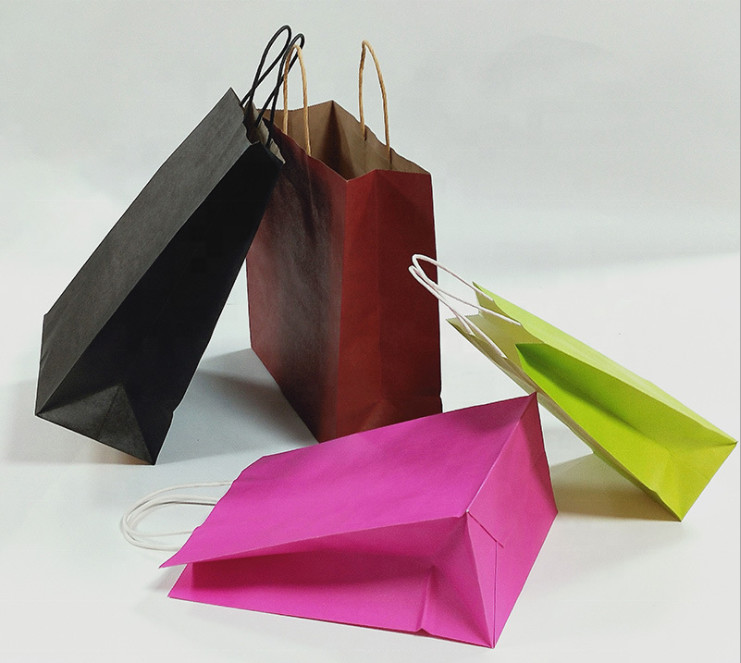 Paper Wedding Candy Gift Bag With Pink Ribbon Handle
