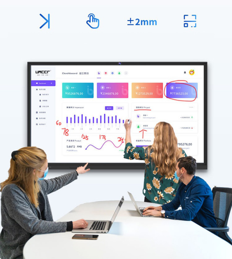 98" Large All In One LCD Touch Screen 4k Monitor for Multimedia Teaching