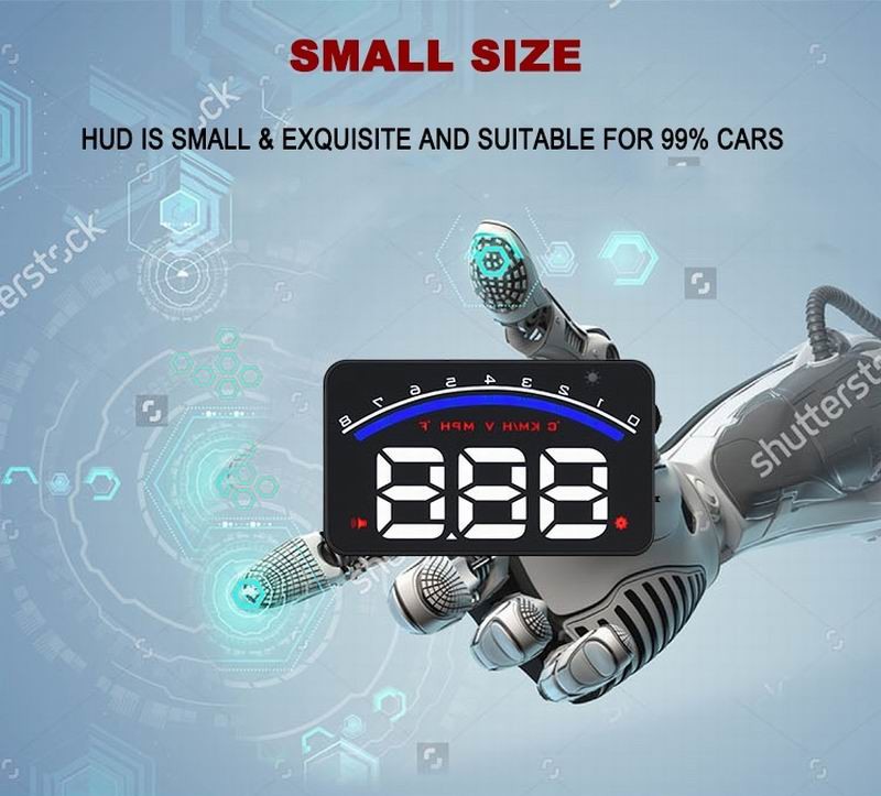 Ouchuangbo Car Head Up Display 3.5 inch Windscreen Projector OBD2 EUOBD Driving Data Display Speed RPM Water