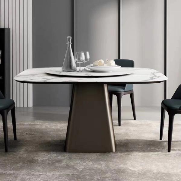 Modern ceramic marble top dining table with chair , marble dining table foshan manufacturers