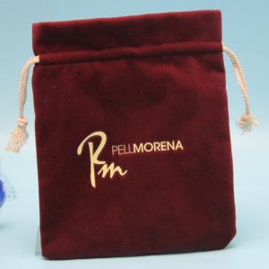 China Soft Jewelry 10x15cm Velvet Drawstring Bag with printing logo wholesale