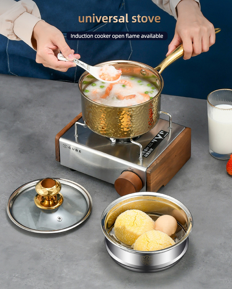 Kitchen 18 / 10 Stainless Steel Milk Pot For Cooking With Pot Cover