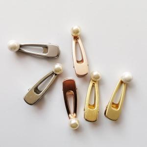 China Gold small metal hair clips for thick hair clutcher Geometric pearl hair claw 5.2x1.5cm wholesale